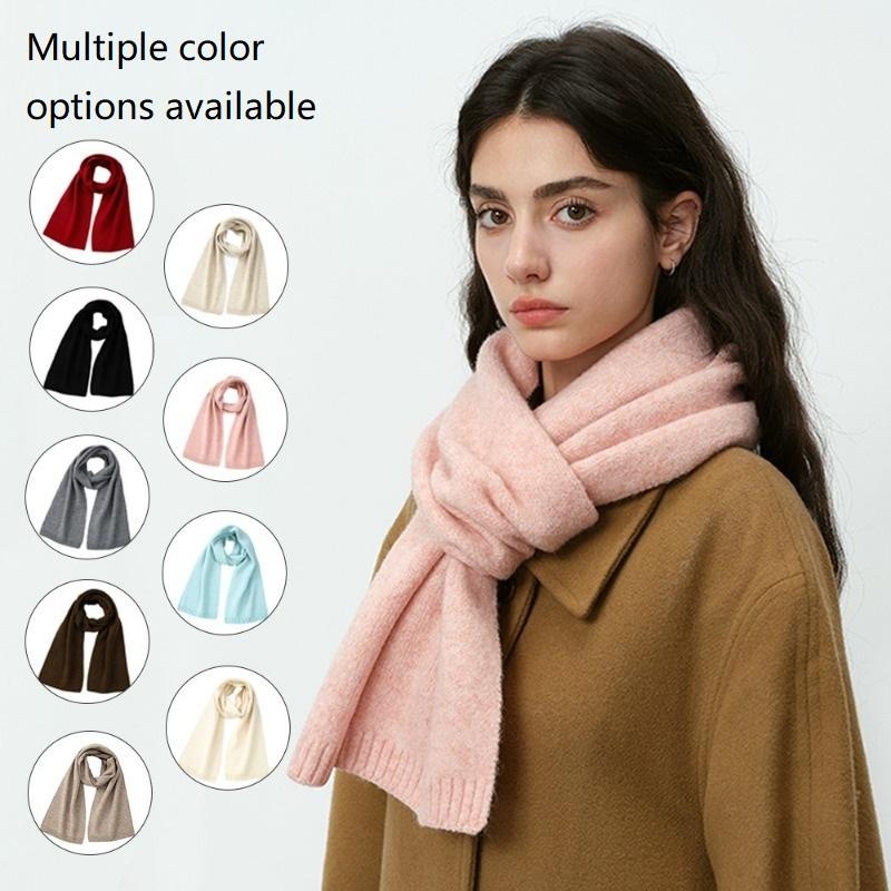 Women Scarf Cold Weather Thermal Neck Wrap Casual Outfit Scarf Solid Color Thickened Warm Knitting Scarf XWJ109
