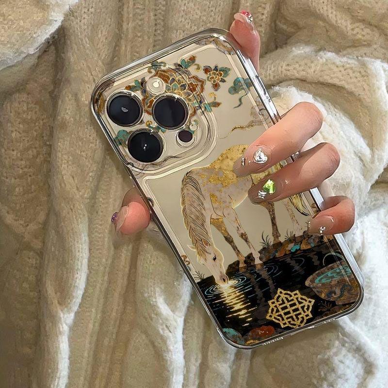 Dunhuang Auspicious Horse National Trend Transparent Soft Tpu Phone Case Compatible With Apple Iphone