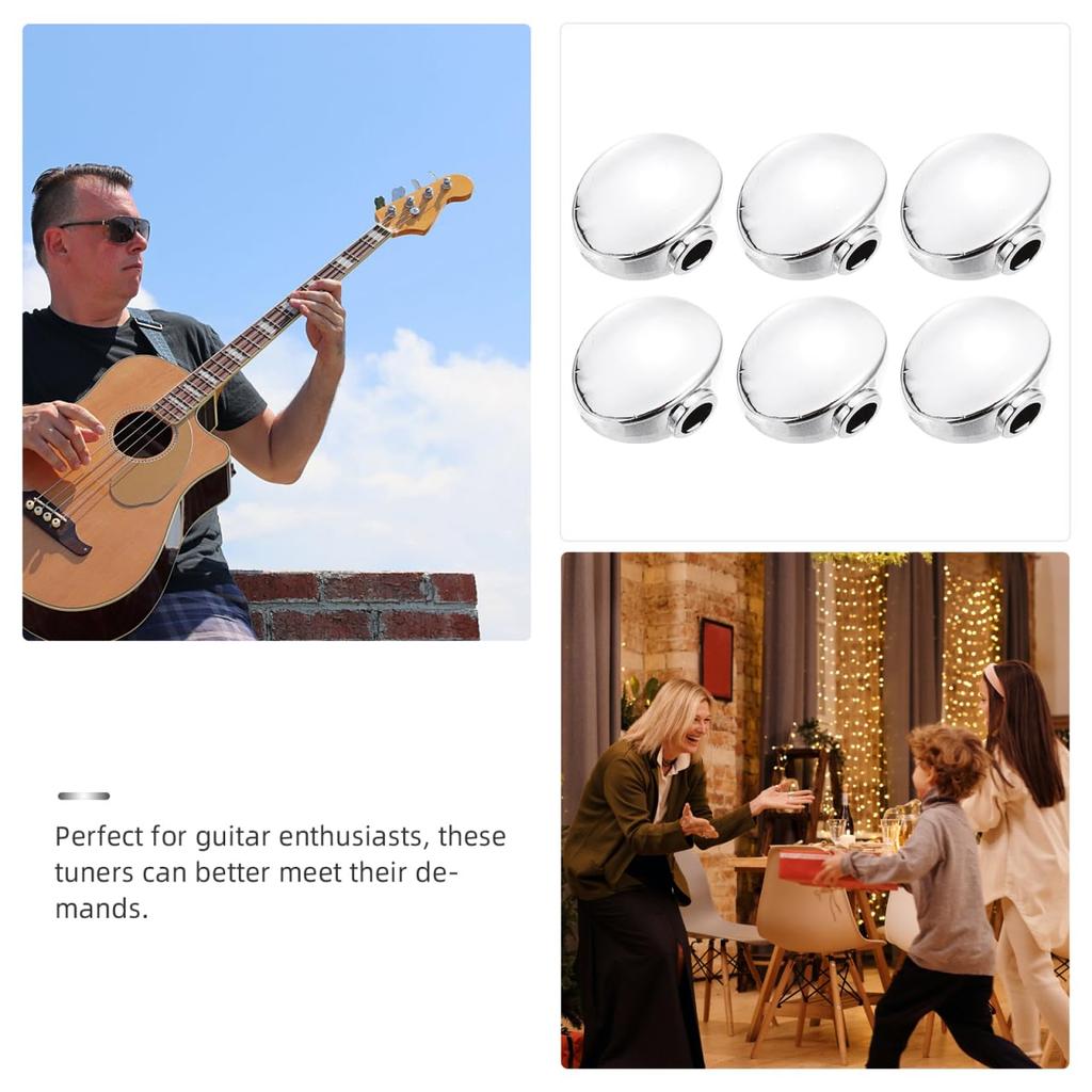 LIFKOME Set of 6 Metal Small Oval Guitar Tuning Peg Replacement Head Buttons for Classical Instrument Parts Tuners, Keys, Guitar,