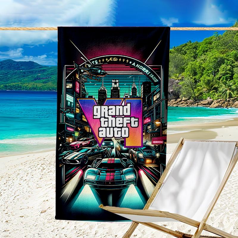 Beach Towel with Game Grand Theft Auto Pattern - Soft,absorbent,machine Washable Lightweight&Modern,swimming,Travel Essentials
