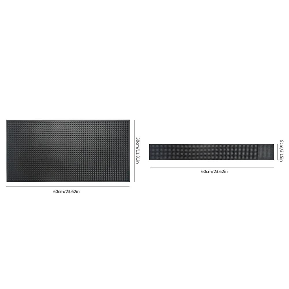 Rubber Bar Mat Coffee Maker Countertop Spill Mats Bar Service Mat Dish Glass Drying Mat for Barista Cocktail Bartender Black