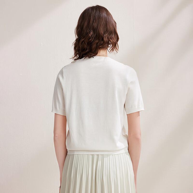 Women's Mulberry Silk Blend Floral Print Short-Sleeve T-Shirt