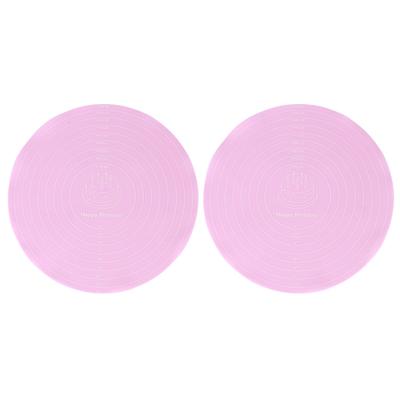 2PCS NonStick Round Silicone Dough Rolling Mat Baking Pastry Pad Sheet Liner for Cake Turntable Stand