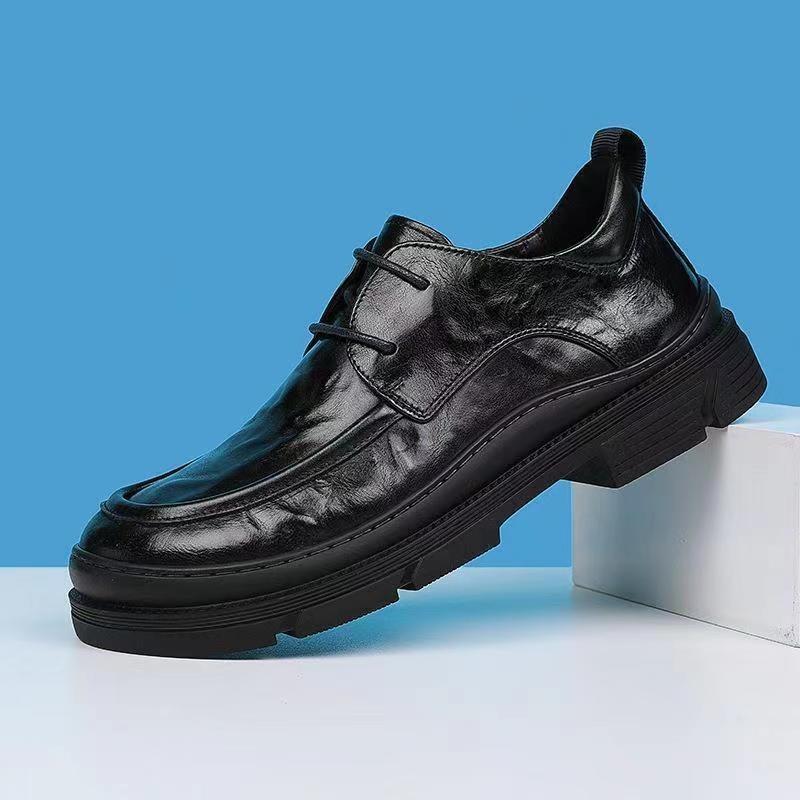 Summer hollow men's shoes new foot wide big head leather shoes men's breathable versatile thick sole business dress casual shoes tide