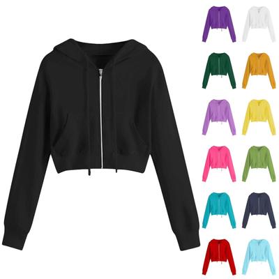 Reißverschluss Kapuzen Crop Sweatshirts für Frauen Jacken Top Kordelzug Kapuzen Sweatshirt Outfits Tops
