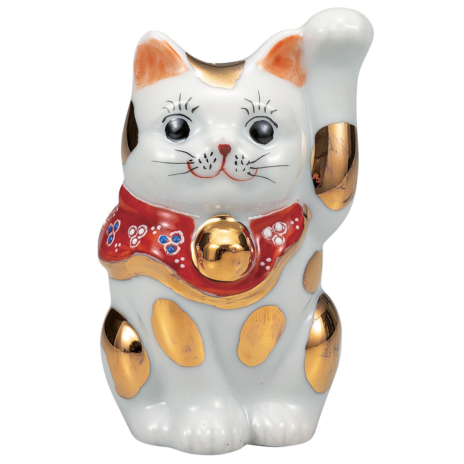 Kutani ware symbolizing business prosperity and good left paw approximately 10cm size gold Maneki-neko (beckoning cat) figurine, fortune, raised,