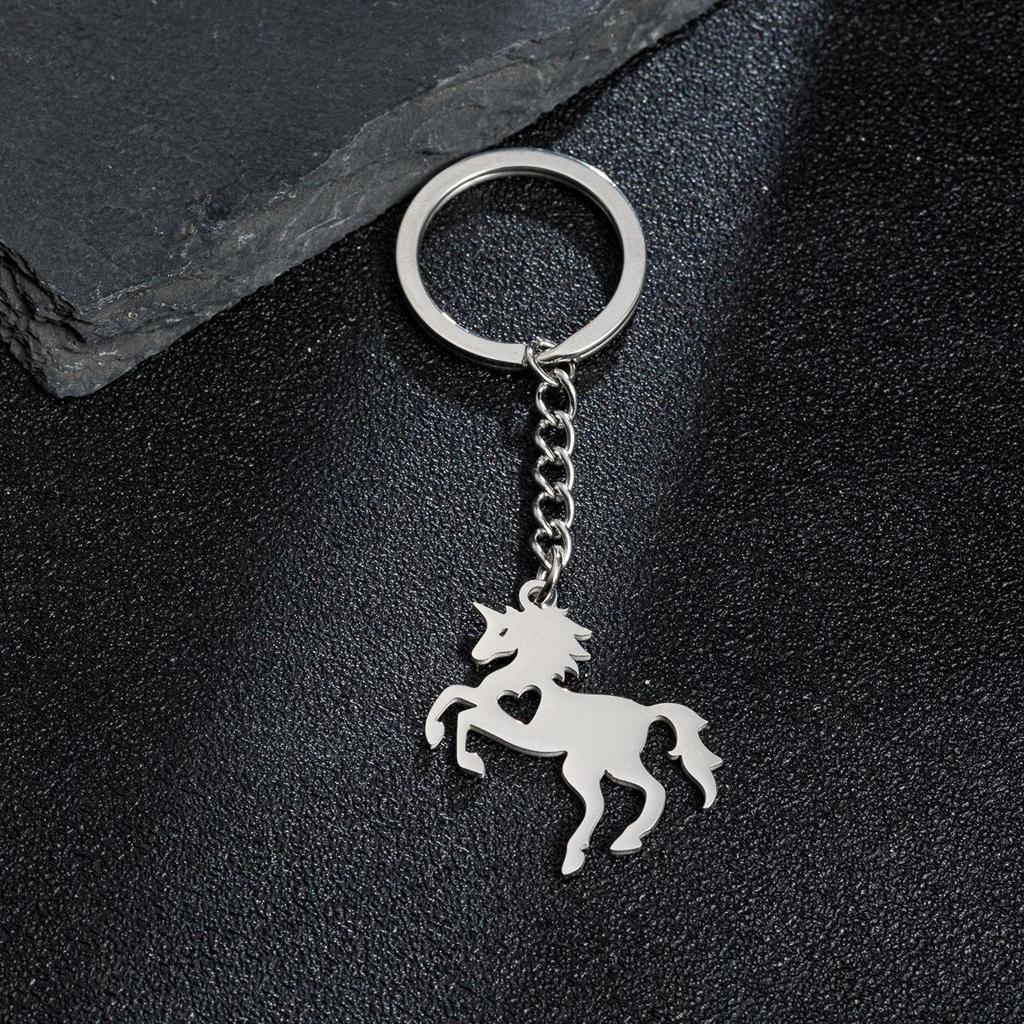 Stainless Steel Unicorn Pendant with Hollow Heart Design