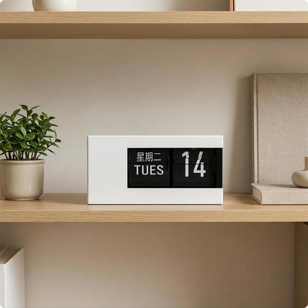 Easy to Read Flip Clock with Calendar | Compact Tabletop Design, Minimalist Decorative