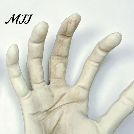 Script Killing Game Supplies 1 Pair Halloween Skeleton Hands, Realistic Plastic Zombie Life Spooky Lawn Cemetery Decors Size Severed Fake Hands