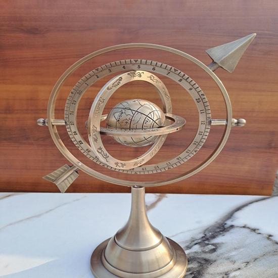 Nautical Brass Armillary Sphere Globe with Arrow Zodiac 30.48 Cm Desk Decor Ideal for Offices, Libraries Wedding, Studies Anniversary Gift Less