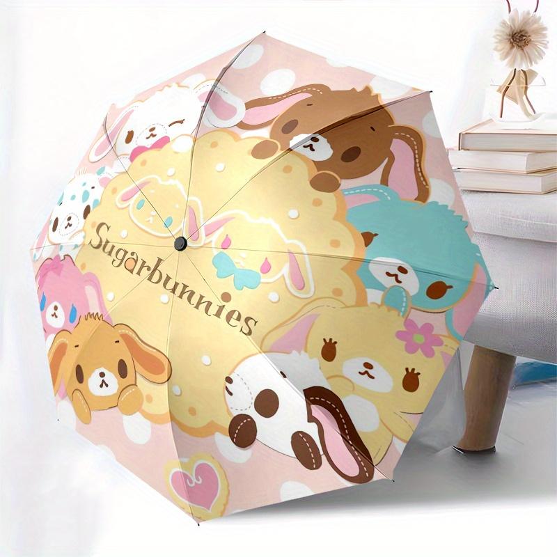 Sugarbunnies,CuteBunnies Automatic Folding Umbrella-Simple 8-Rib Design, Bright Cartoon Pattern, Durable Iron Frame, Suitable For Travel, Ou