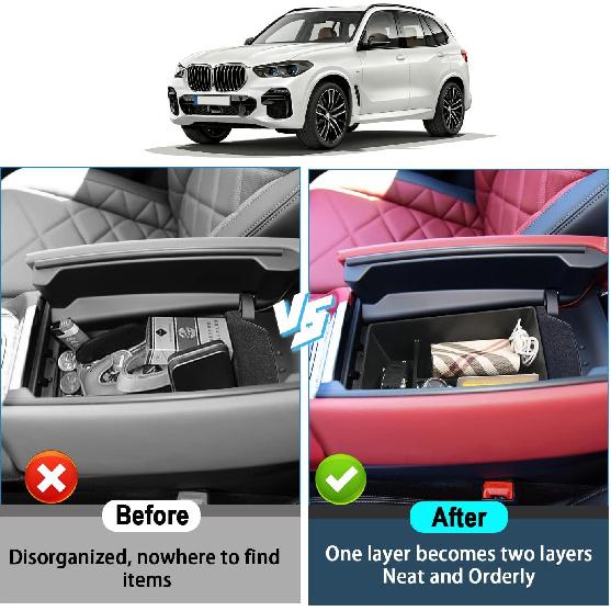 2026 X5/X6/X7 Center Console Organizer For -2026 BMW X5/X6/X7 Accessories Middle Console Organizer X5/X6/X7 Armrest Storage Box Compatible With    