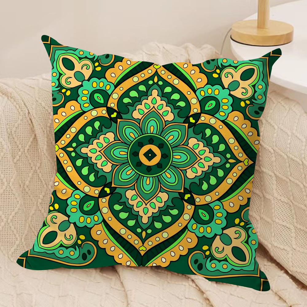 Bohemian Ethnic Decorative Cushion Cover Silky Short Plush Double-Sided Printed Pillow Case for Sofa All Seasons Home Decor Gift