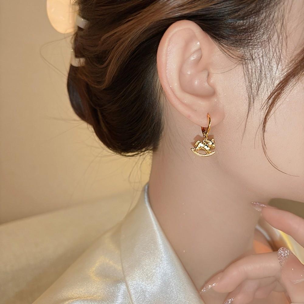 Rocking Pony Cartoon Pony Earrings Chinese Horse New Year Drop Earrings Zodiac Horse Earrings  Girl