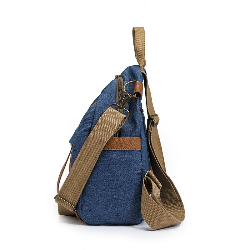 Vintage Color Block Backpack Ethnic Embroidery Shoulder Bag Large Capacity Backpack
