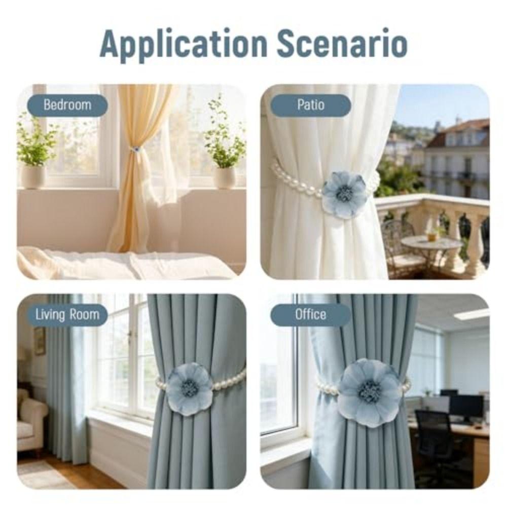 Flower Curtain Tiebacks Handmade Window Ties Creative Curtain Buckle  For Home Office Decorative