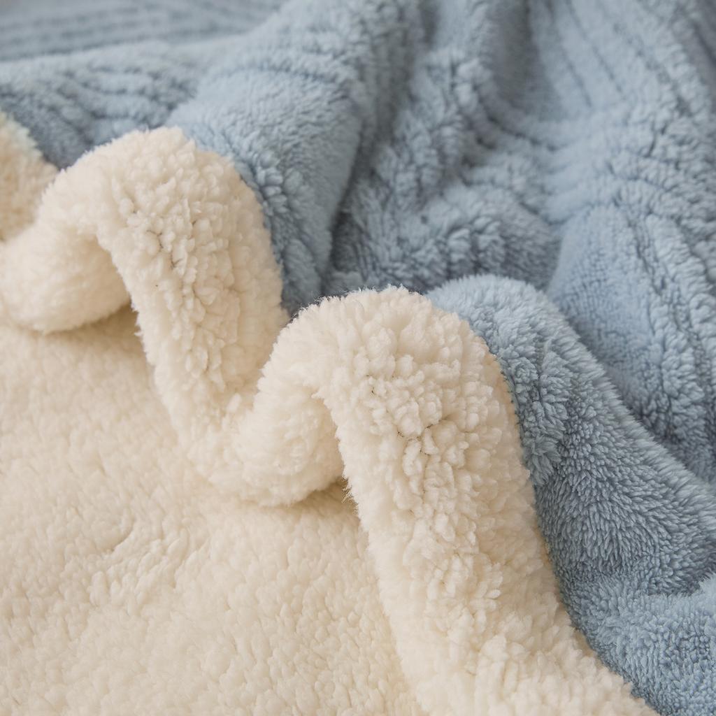 Thickened Warm Coral Fleece Blanket Soft Cozy Striped Pattern Throw Blankets for Sofa Bed Autumn Winter Plush Duvets Blankets