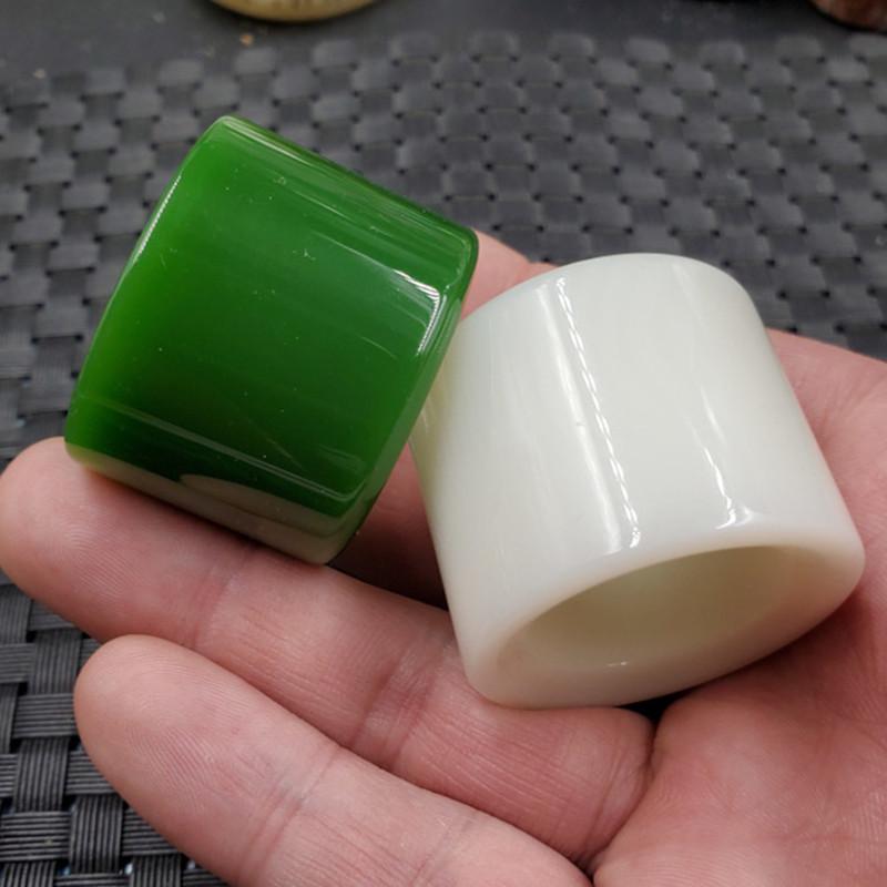 Xinjiang Hetian Jade and Jasper Thumb Ring Replica White, Inner Diameter 20-22mm