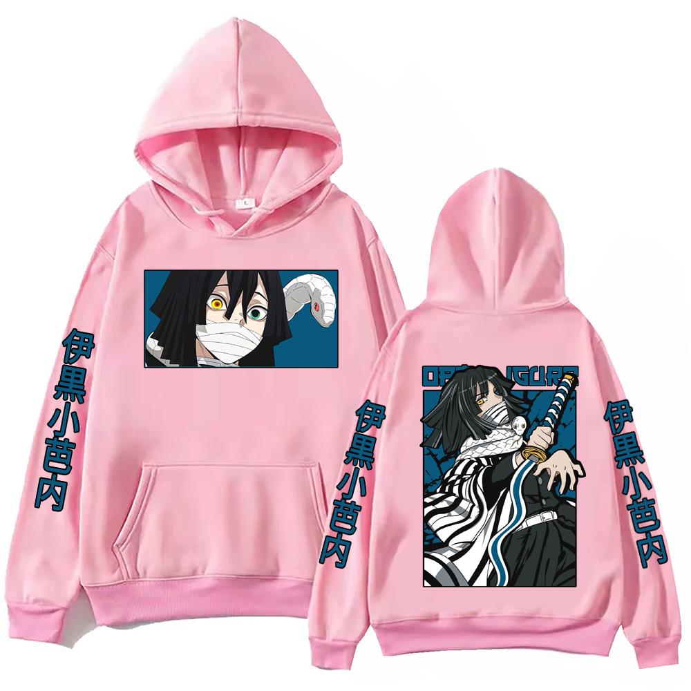 

Anime Demon Slayer Iguro Obanai Graphic Hooded Men Women Prevalent Hoodies Casual Loose Pullover Harajuku Male Manga Sweatshirt XS розовый