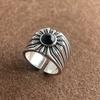 Xiaomi 925 Sterling Silver Rings For Women Geometric Fine Jewelry Finger Adjustable Retro Leaf Stone Ring For Party Birthday Gift
