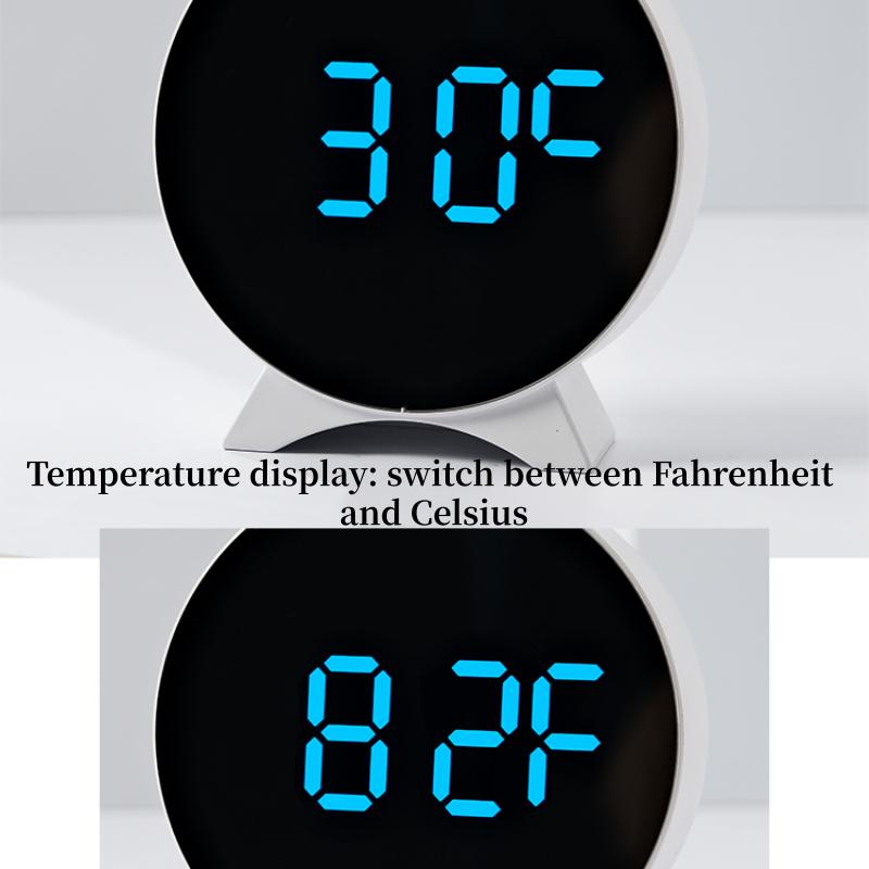 LED Digitaler Wecker Woche Datum Temperaturanzeige Helligkeit Einstellbar 2 Alarme Nachtmodus Tisch 12/24H Elektronische Uhr