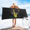 Suonatore di Sassofono - Arte Musicale Ragazze Grafica Y2k Telo da Spiaggia Morbido Microfibra Asciugatura Rapida Assorbente Asciugamani Rapidi per Bagno