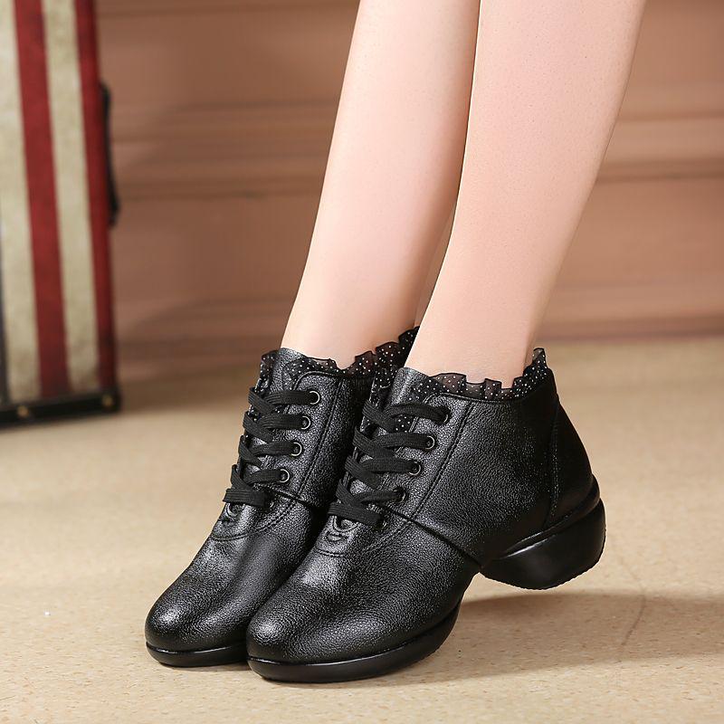 Women's Modern Ballroom Mid-Calf Dance Boots - Soft Sole, Mid-Heel.