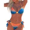 Women's Color-Blocked Leopard Print Fashion Sexy Split Bikini Swimsuit