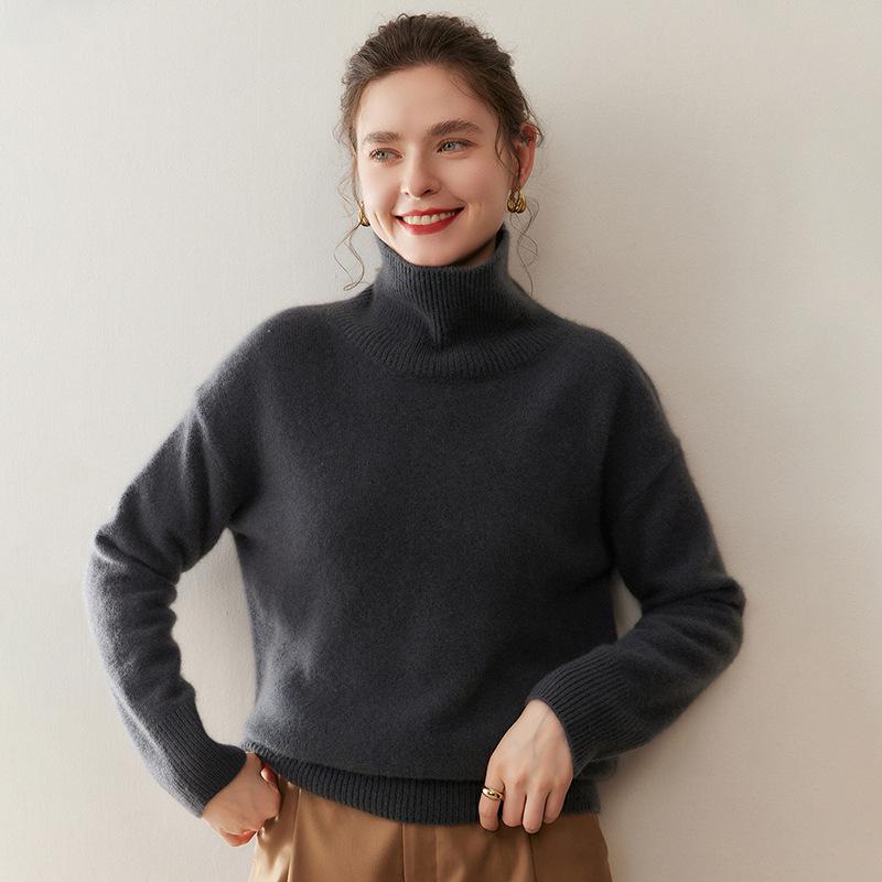 2025 Women's Thick Cashmere High Neck Loose Sweater: Winter Short Inner Layer