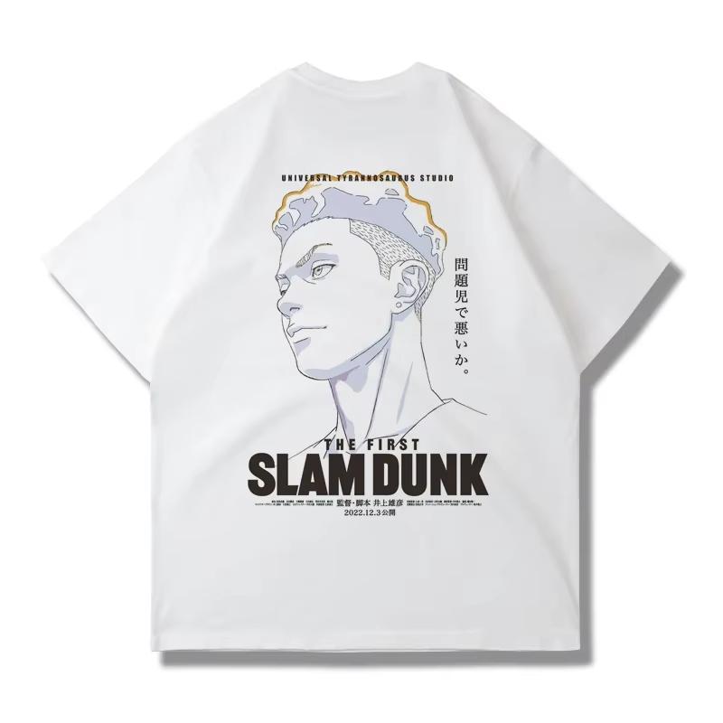 Japanese Anime 2025 Summer Slam Master Big Movie Blockbuster Short Sleeve T-shirt Summer Loose 100_ Cotton Sakura Ikebana