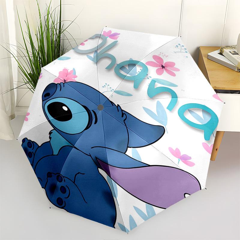 

Stitch, Ohana Themed Automatic Opening and Closing Umbrella, Brightly Colored 8-rib Portable Umbrella