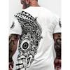 3D Abstract Tribal Mask Printed T-Shirt for Men Trendy Short Sleeve Tees Black White Geometric Line Art Graphic Round Neck Hip Hop Streetwear Tops