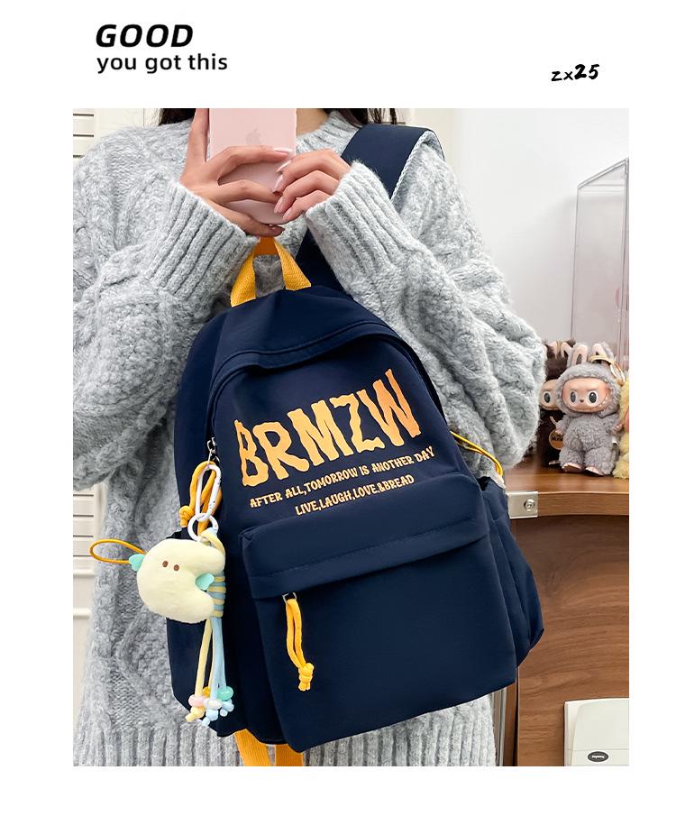 Color Block Canvas Backpack for Girls – Large Capacity School Bag