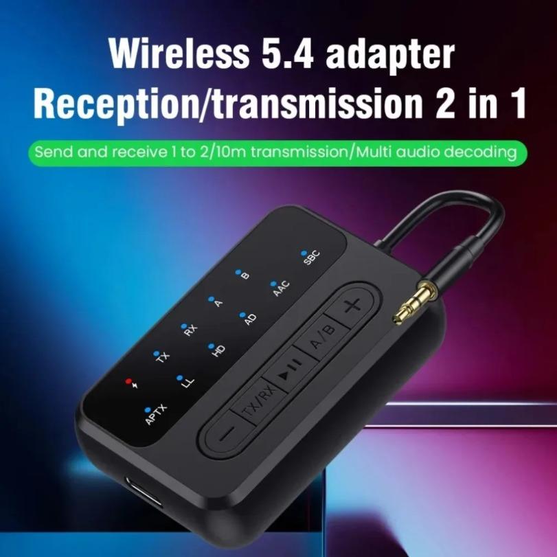 aptX Bluetooth Wireless Adapter Audio Transmitter Receiver 3.5MM AUX aptX-Adaptive AD/HD/LL AAC HiFi Multipoint For TV PC Car