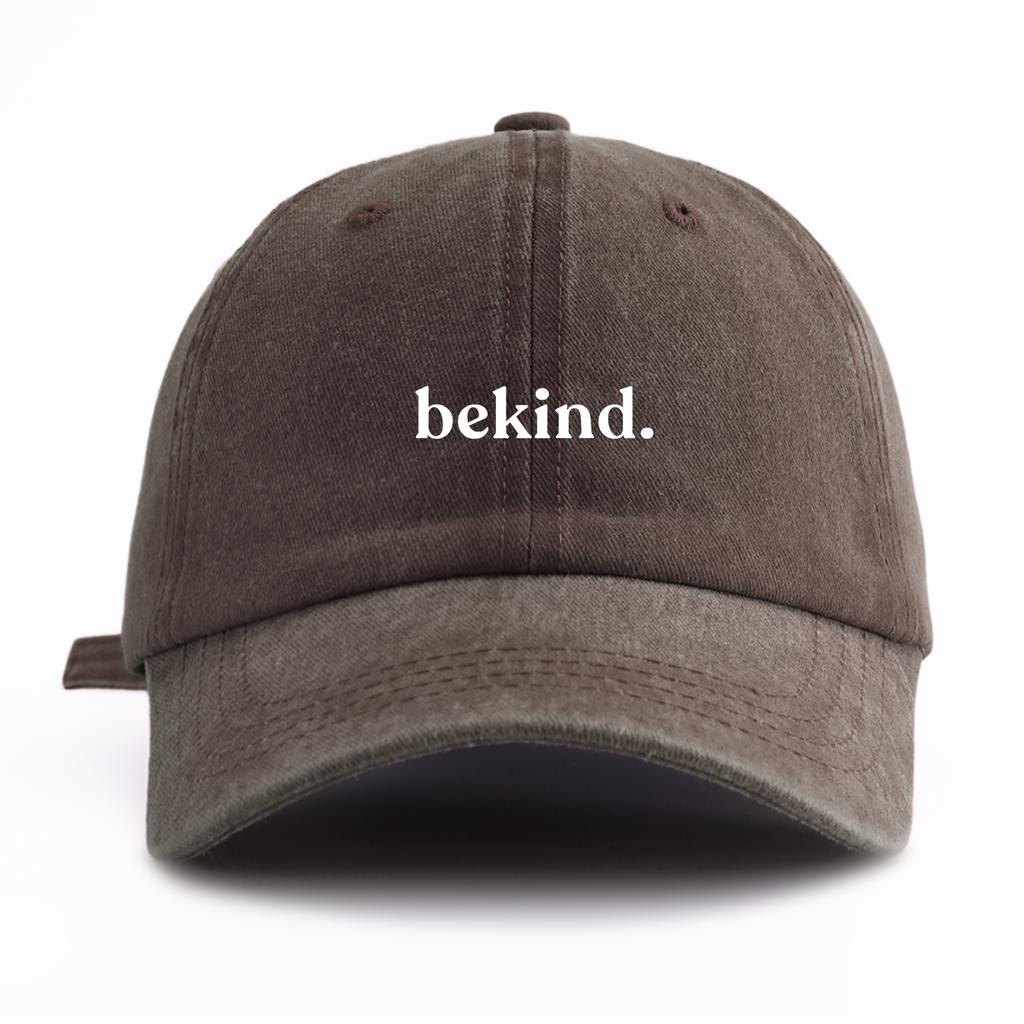 1pc Bekind. Print Washed Baseball Cap for Adults, Minimalist Retro Style Casual Soft Adjustable Dad Hat, Perfect As Gift