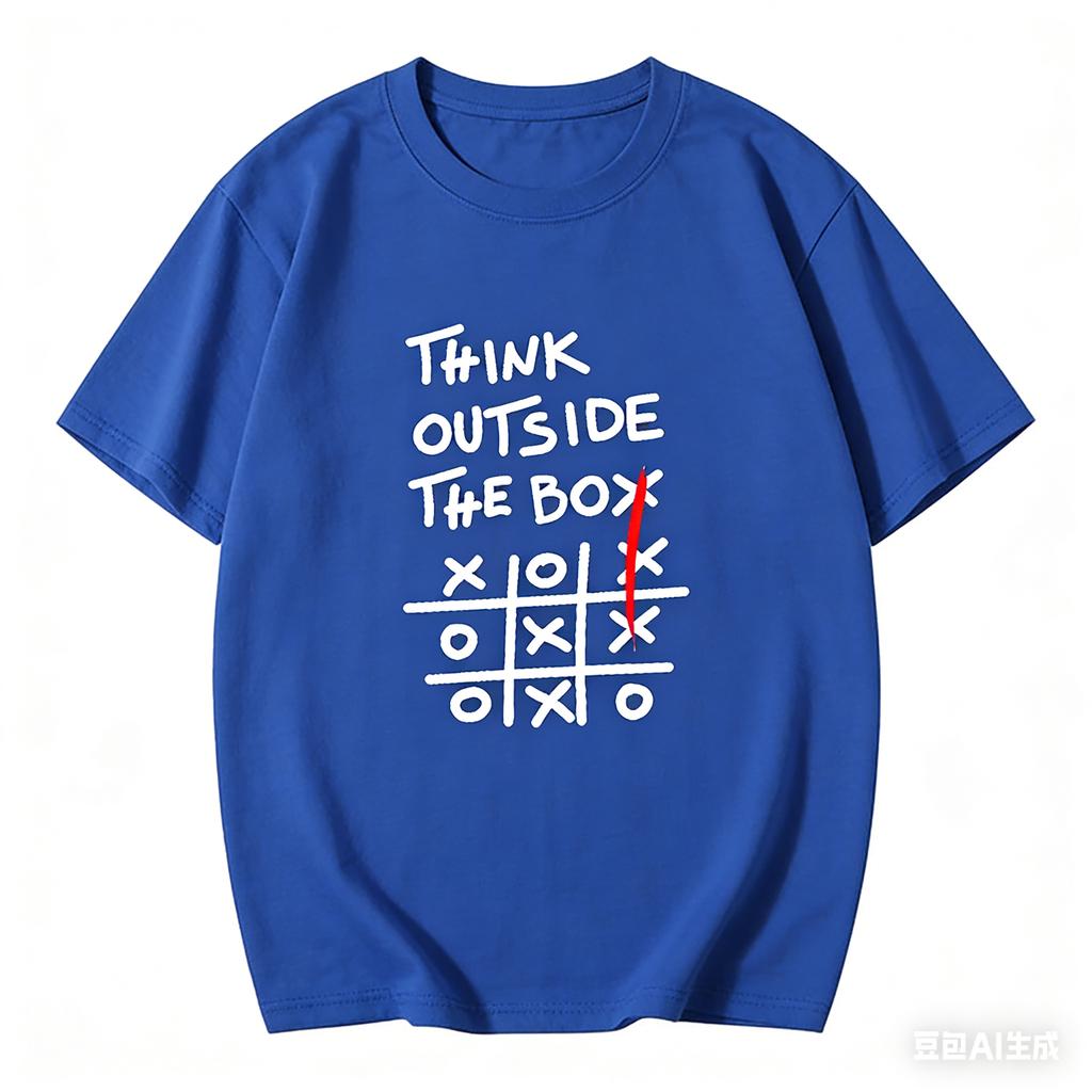 THINK OUTSIDE THE BOX Retro Funny English Printed Tshirt Unisex Loose Niche Symbol Pure Cotton Y2K Harajuku Tee