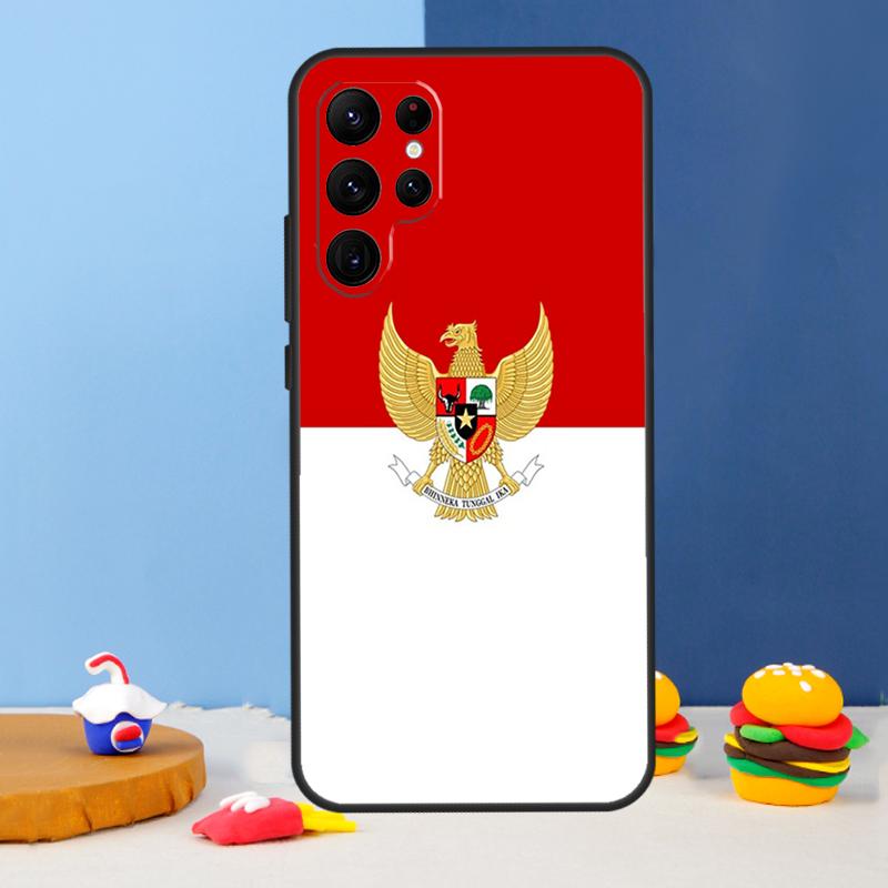 Indonesia Flag Phone Case For Samsung Galaxy S24 S25 Ultra S9 S10 S20 S22 S21 S23 Plus S24 FE Cover Coque