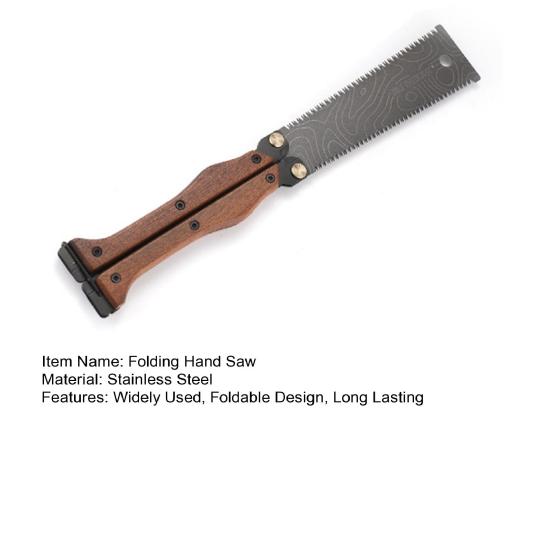 Folding Hand Saw with Wooden Handle Sharp Blade Double-Sided Teeth Portable Lightweight