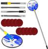 Mașină de șlefuit gips-carton cu braț telescopic și 10 coli abrazive, cap radial rotund cu rotație 360°, unealtă de șlefuire extensibilă 180 cm pentru gips-carton