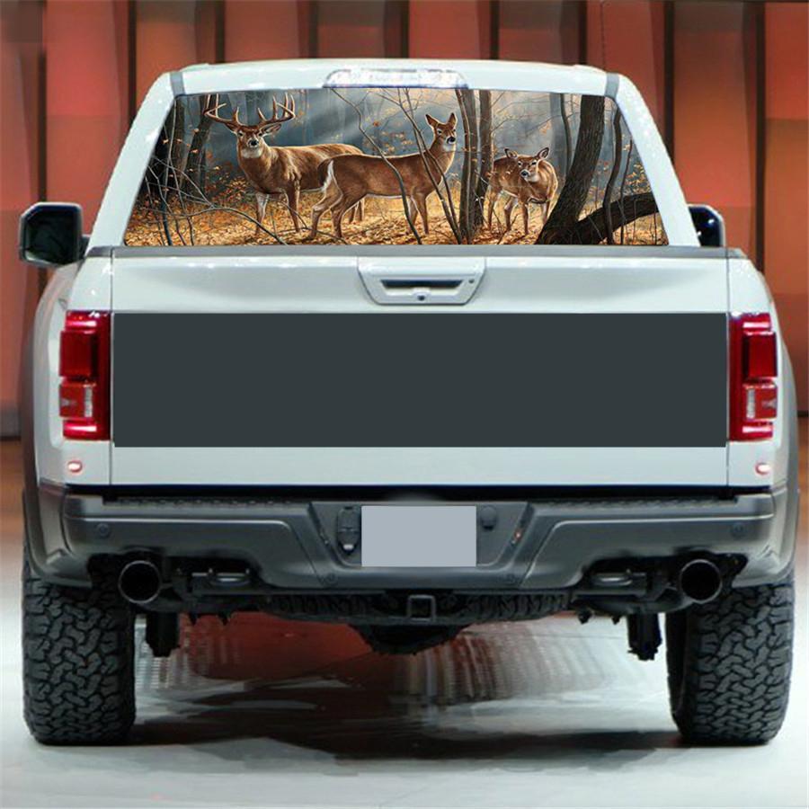 Rear Window Graphic Decal  Forest Animals Deer Family Rear Window  Sticker  for