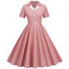 QICED Women's Fashion Summer Spring Solid Color Print V-Neck Short Sleeve Casual Dresses