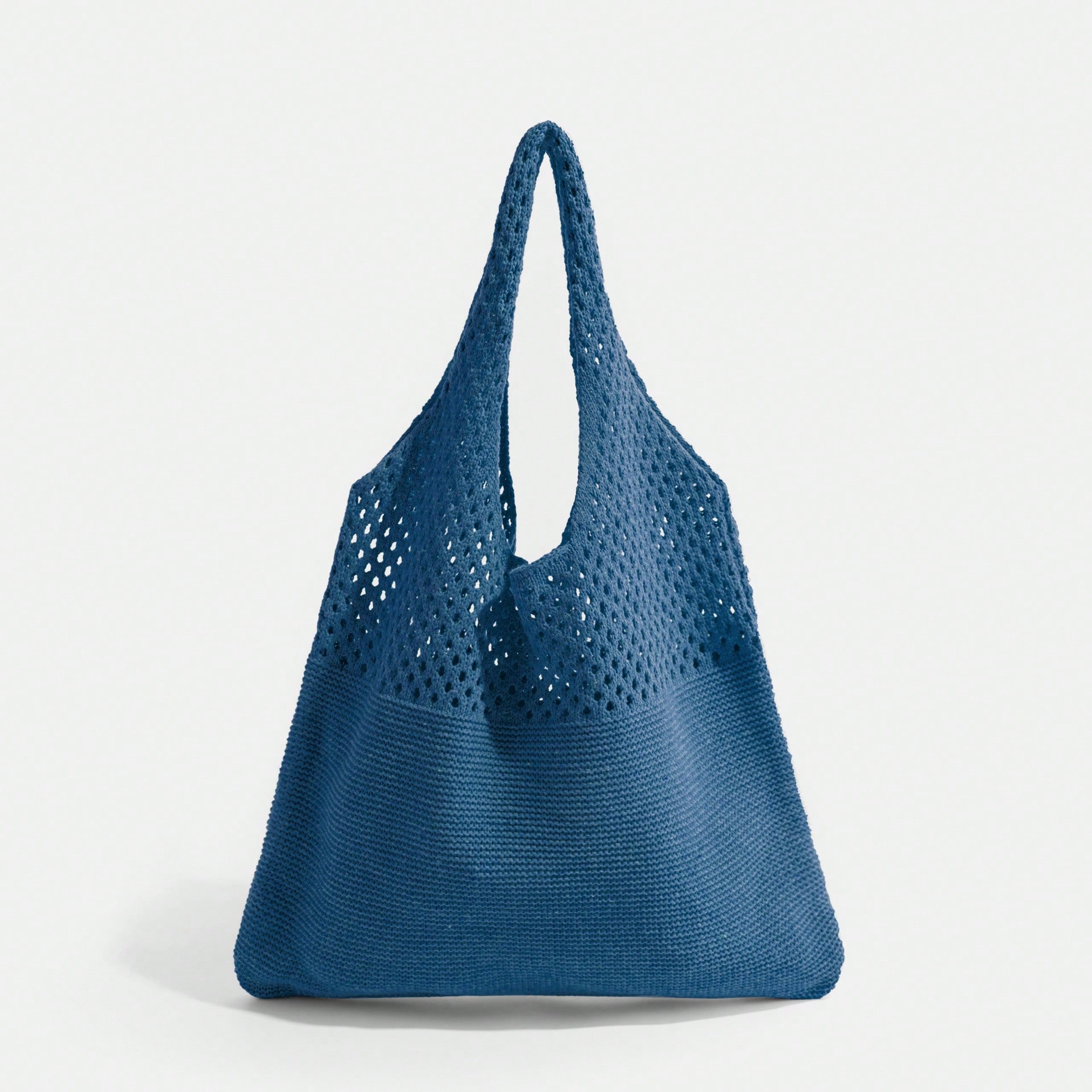Sac rétro creux pour femme sac à bandoulière portable sac tricoté sac en laine grand sac blue multicolore