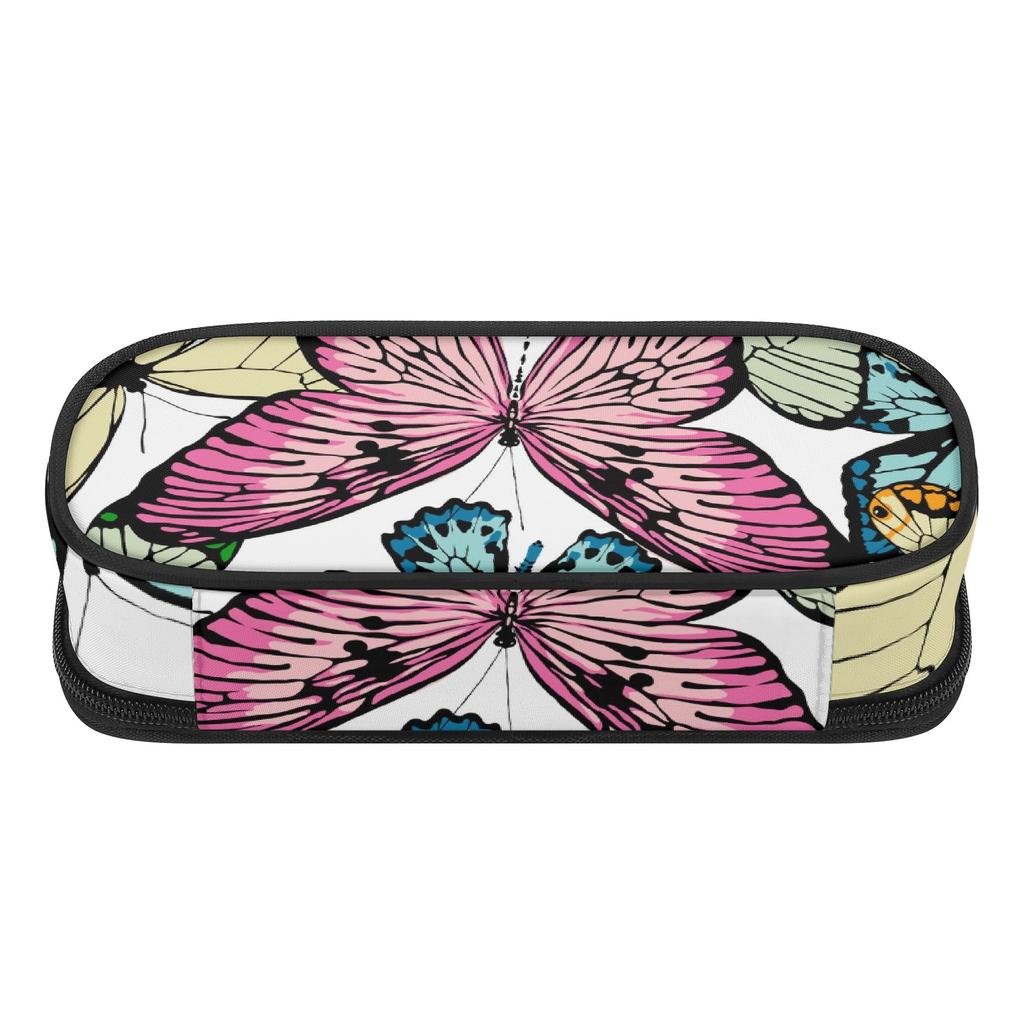 Pencil Pouch 300D Polyester Organized Storage Zipper Closure with Mesh Divider Pen Holders and Large Main Compartment for Students