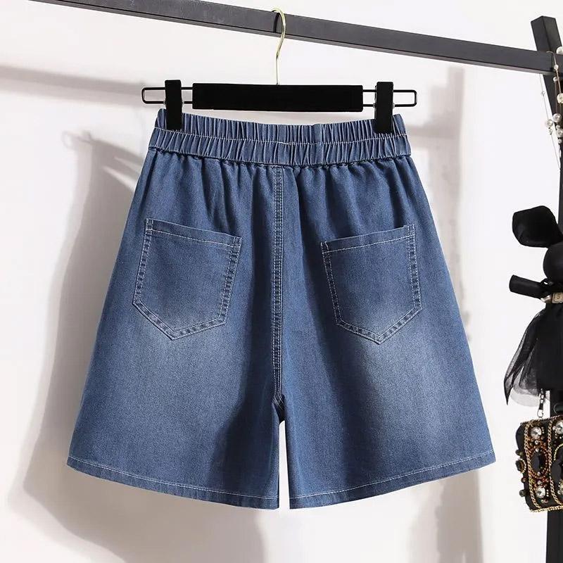 Shorts Women Summer Cotton Jeans Vintage Loose Large Size High Waist Casual Wide Leg Denim Pants