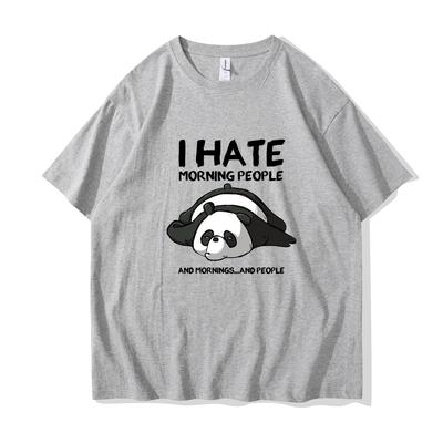 Lazy Panda I Hate Morning People Cartoons Women Clothing Casual All-math Cotton T-Shirts Oversize Breathable  Short Sleeve494