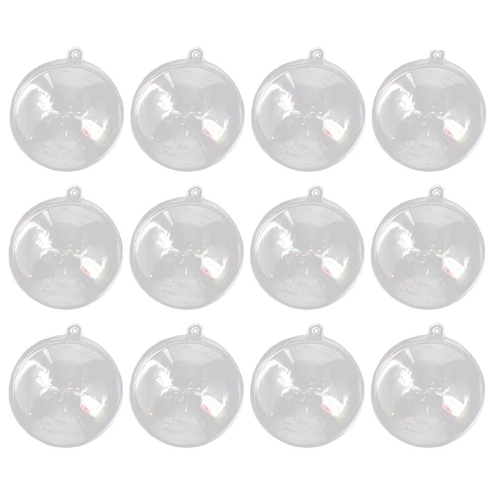12Pcs 4Cm Transparent Fillable Ornament Acrylic Plastic Sphere for Christmas Party Wedding Home Decor Decoration Set