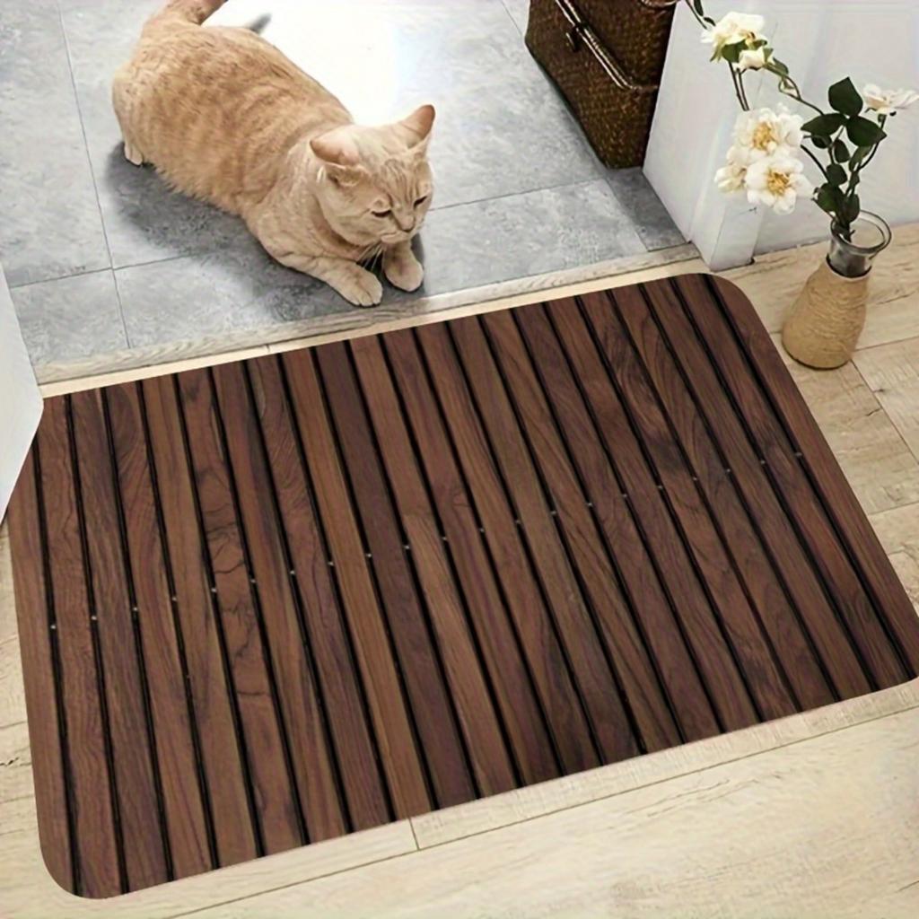 1pc Imitation Wood Floor Pattern DoorMat, Non-slip Carpet, Suitable for Living Room, Bedroom, Bathroom, Holiday Home Decoration