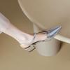 French silver medium heel hollow pointed sandals 2025 new retro versatile bag head light mouth thick heel empty shoes summer