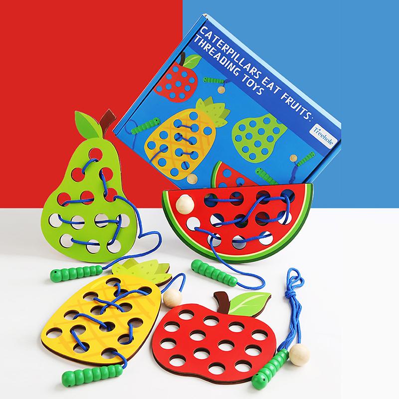 Lacing Threading Toy Eat Fruit Game Fine Motor Skills Educational Toys For Kids Gift