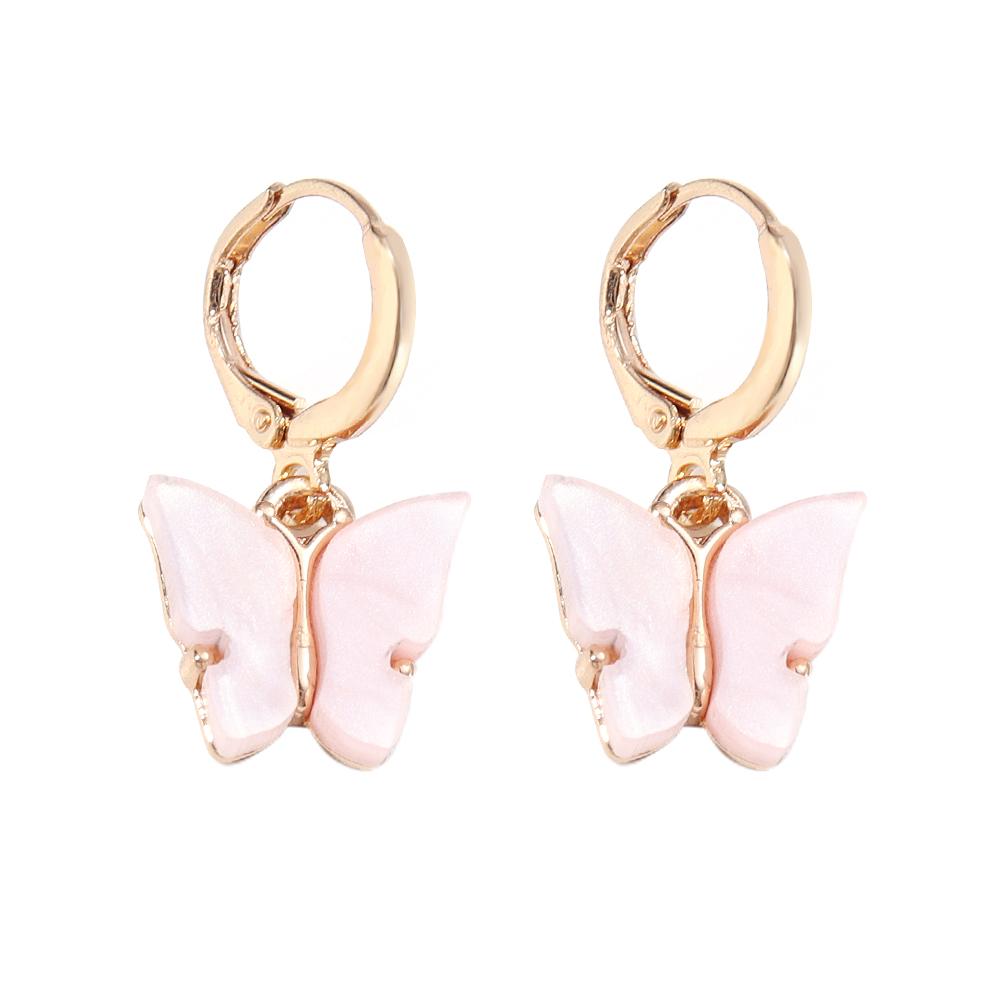 A Pair 2.5×1.3cm Alloy Ear Clip Earrings Acrylic Butterfly Shape Fashion Ear Hooks Diy Women Gift Jewelry Accessories
